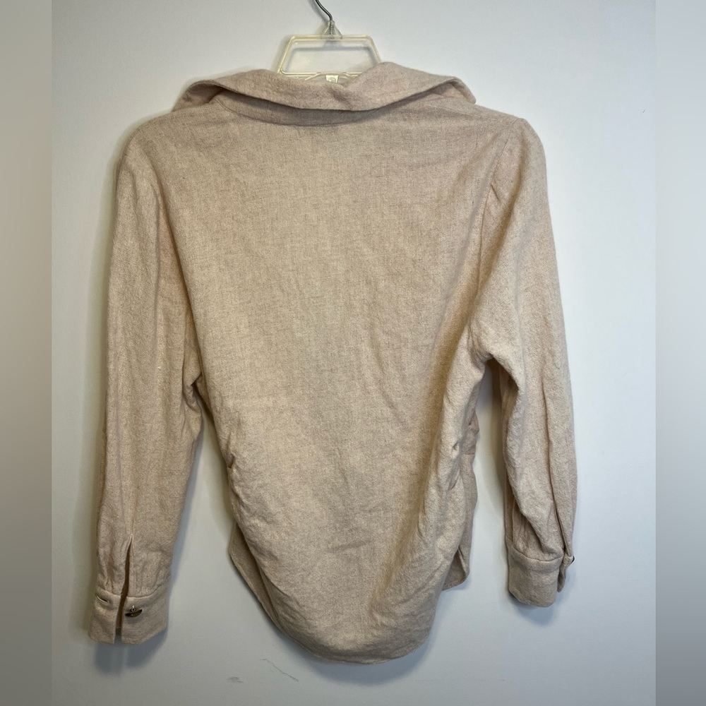 Zara Wool Double Breasted Tie Waist Shirt Asymmetrical Hem Sz M - Picture 8 of 11